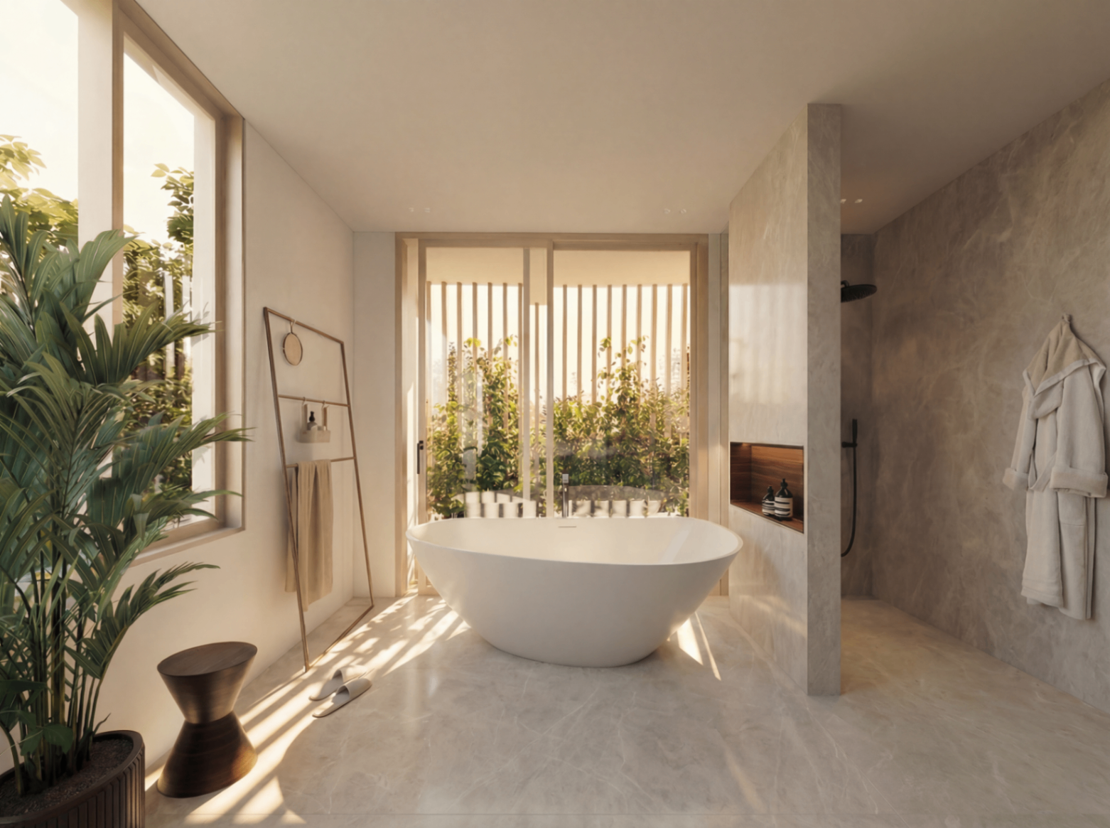 Penthouse – Master-Bad mit freistehender Wanne