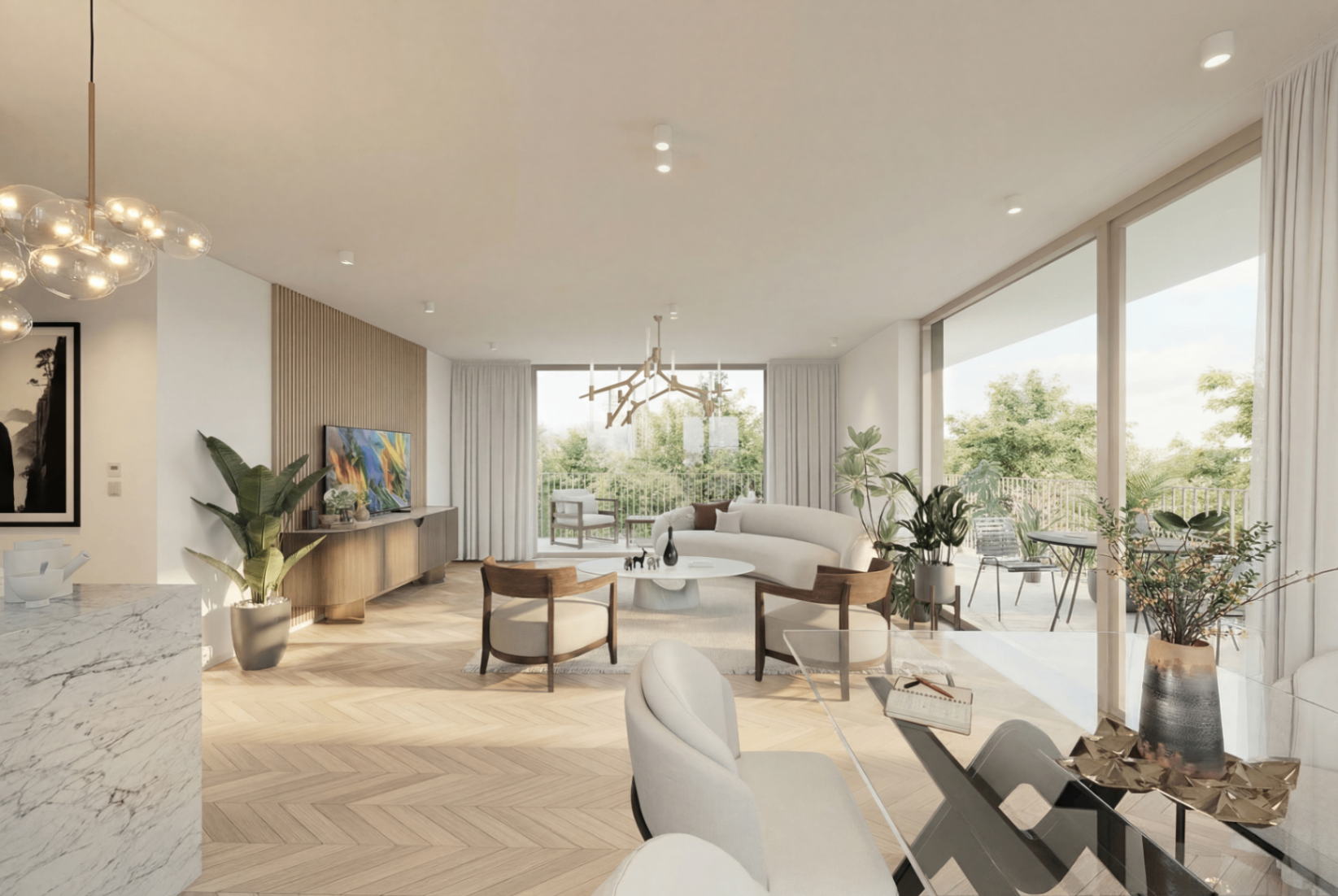 Penthouse – Wohn- & Essbereich mit Terrassenzugang