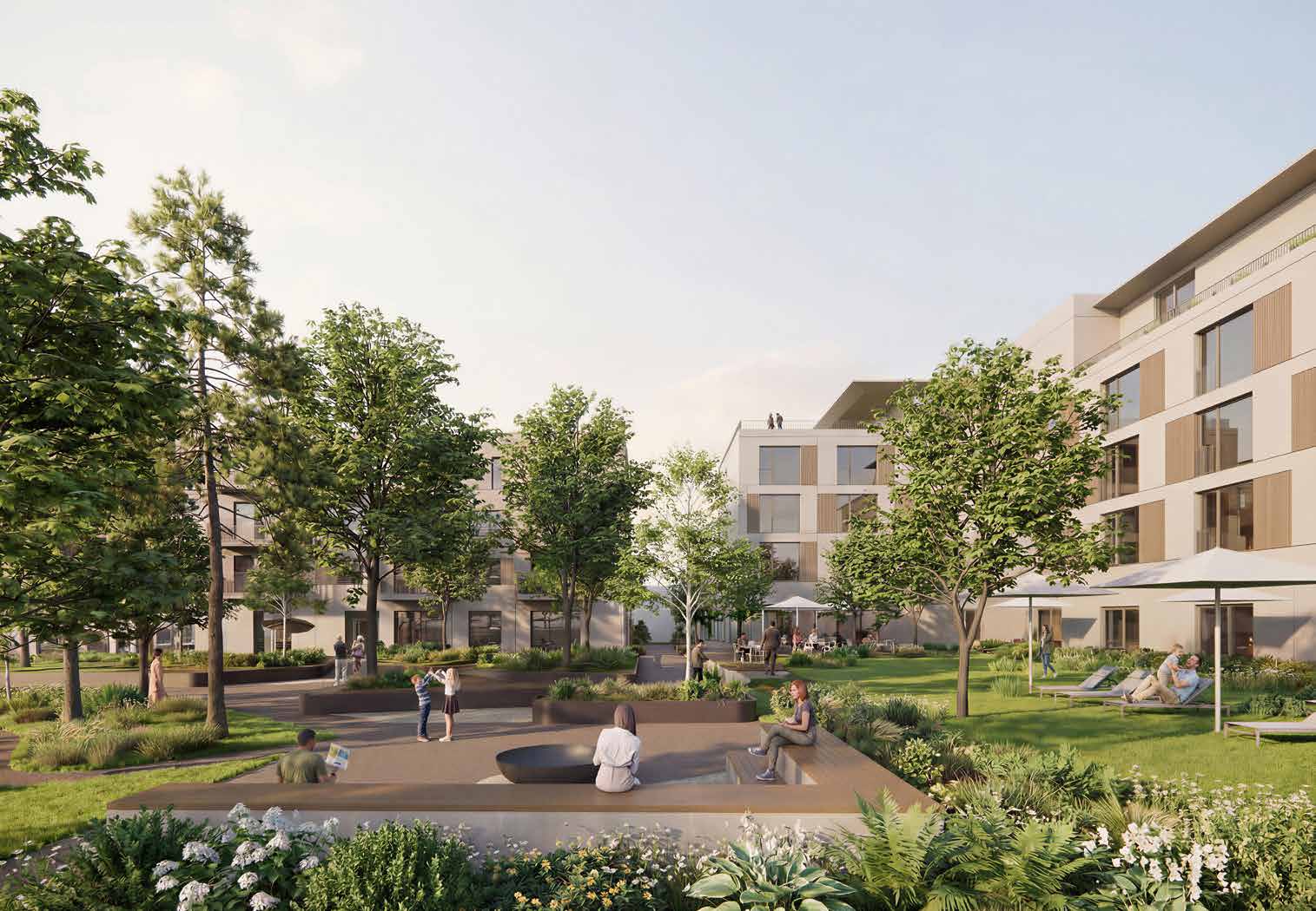 Quartiersplatz mit Gastronomie